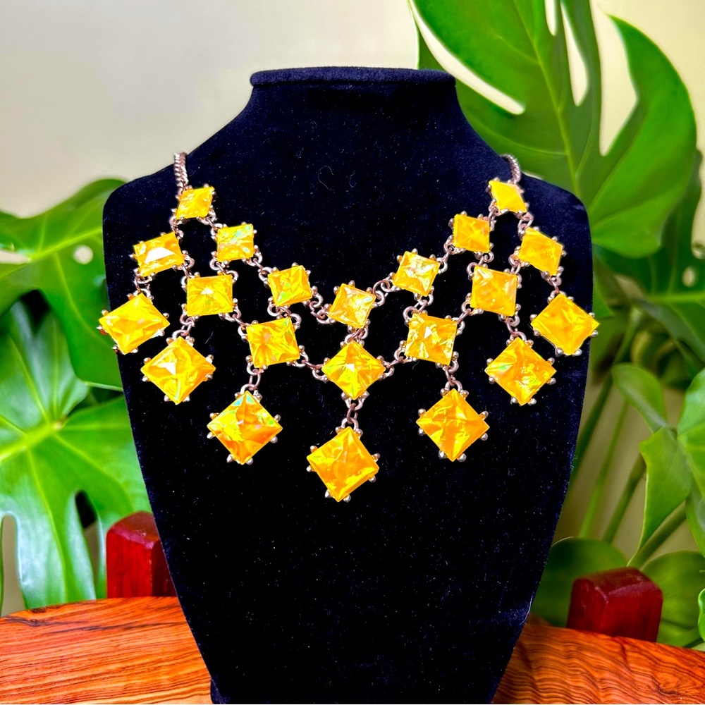Yellow and Gold Chain Adjustable Necklace